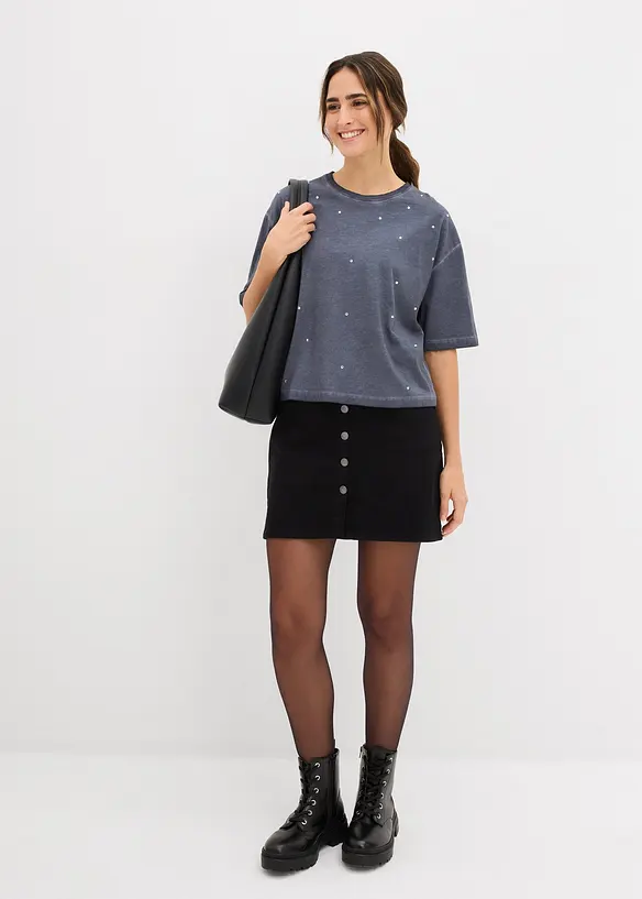 Tričko se třpytivými kamínky, z čisté bavlny, bonprix