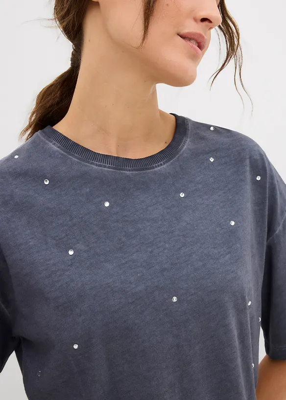 Tričko se třpytivými kamínky, z čisté bavlny, bonprix