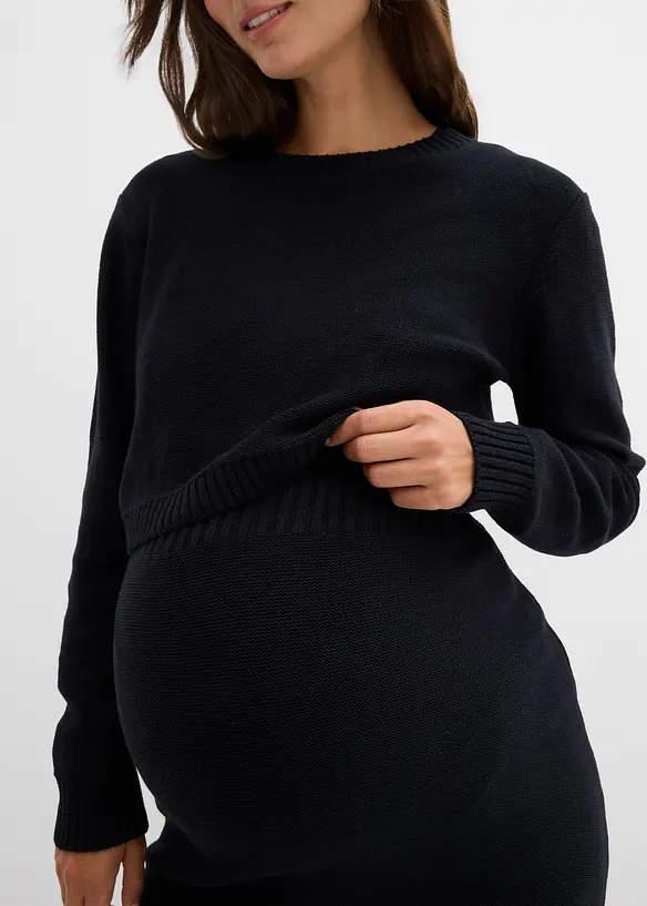 Těhotenská souprava svetru a sukně, z organické bavlny (2dílná souprava), bonprix