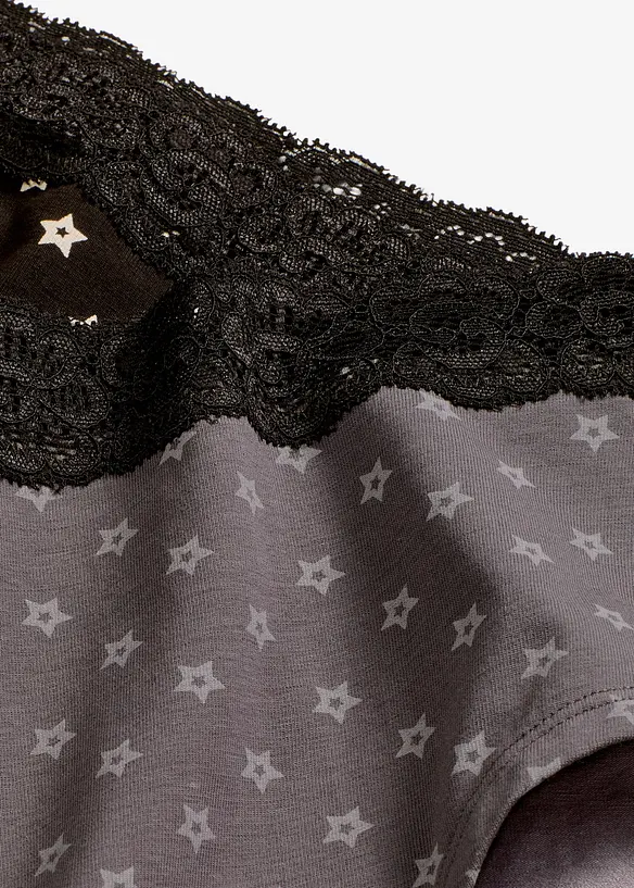 Bokové maxi kalhotky s krajkou a organickou bavlnou (4 ks v balení), bonprix