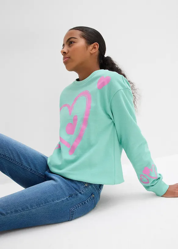 Mikina s balonovým spodním lemem, z čisté organické bavlny, bonprix