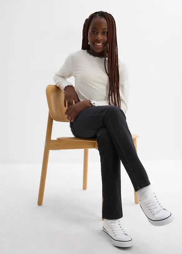 Tričko s dlouhým rukávem, z elastické směsi s organickou bavlnou (2 ks v balení), bonprix