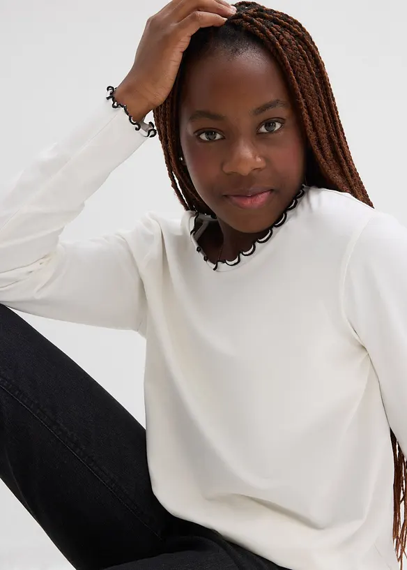 Tričko s dlouhým rukávem, z elastické směsi s organickou bavlnou (2 ks v balení), bonprix