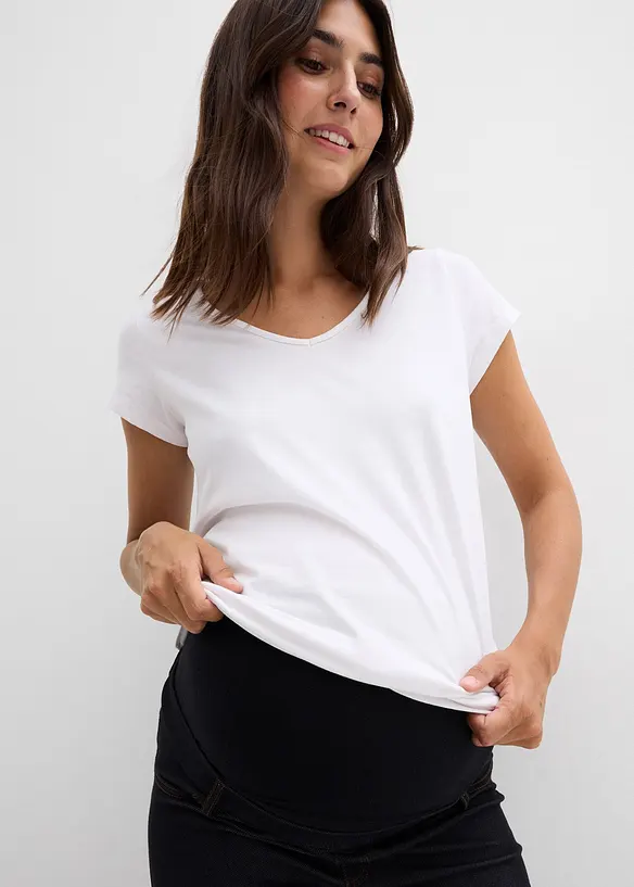 Elastické těhotenské legíny z imitace džínoviny, bonprix