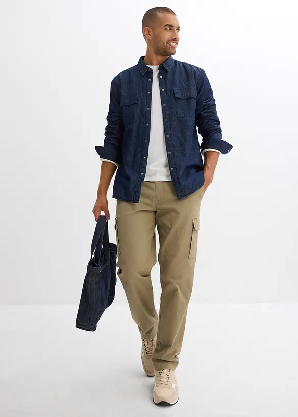 Džínová košile s hřejivou podšívkou, bonprix