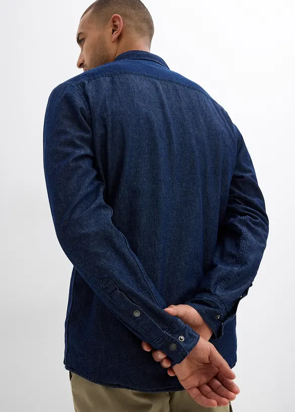 Džínová košile s hřejivou podšívkou, bonprix