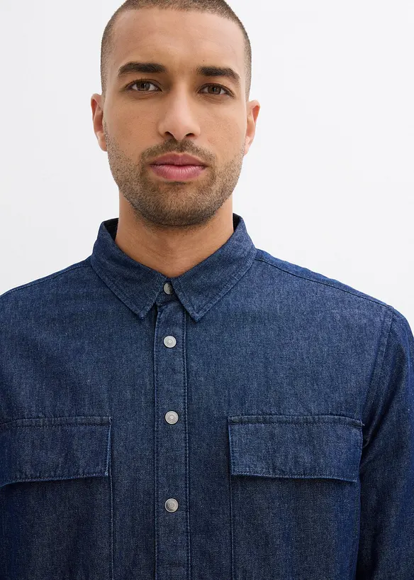Džínová košile s hřejivou podšívkou, bonprix