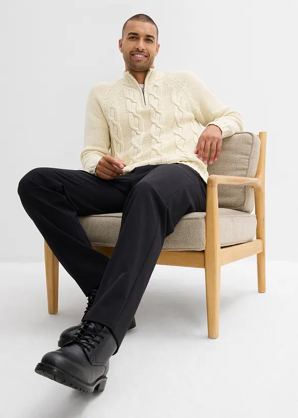 Svetr s  límcem na zip, z hrubé pleteniny s bavlnou, bonprix