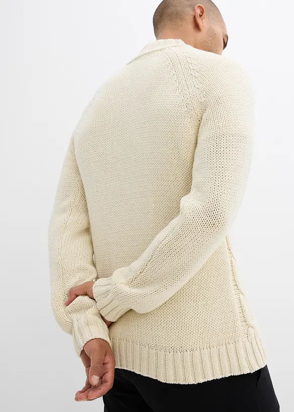 Svetr s  límcem na zip, z hrubé pleteniny s bavlnou, bonprix