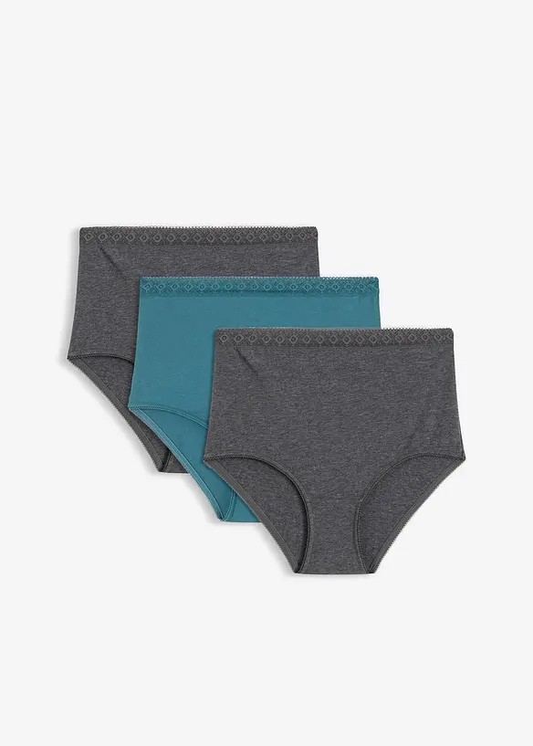 Vysoké kalhotky s bavlnou (3 ks v balení), bonprix