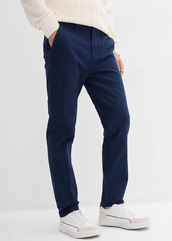 Chino kalhoty Regular Fit s termo flanelovou podšívkou, Tapered, bonprix