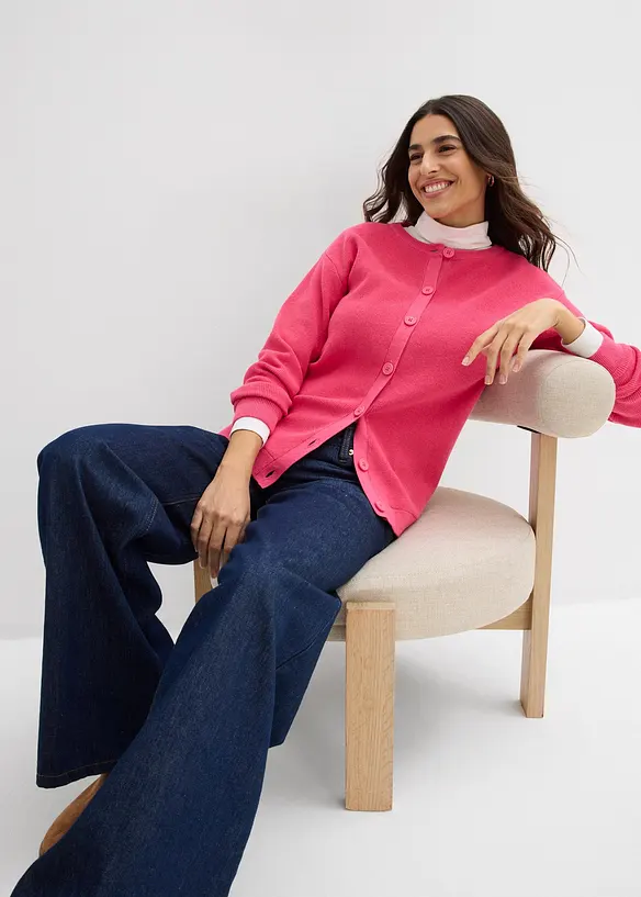 Kabátek z jemné pleteniny, kulatý výstřih, bonprix