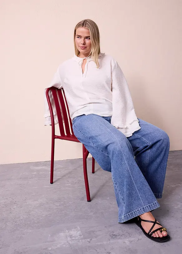 Džíny Wide Leg, Mid Waist, Low Stretch, Full Length, bonprix