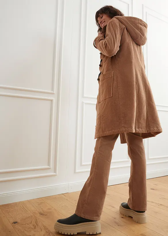 Kabát dufflecoat s podšívkou, z manšestru, bonprix