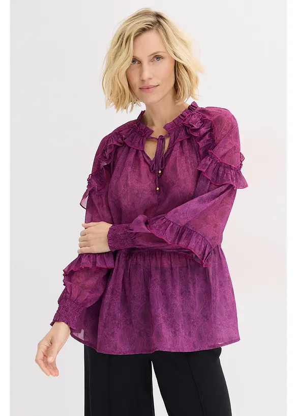 Šifónová halenka s volánky, bonprix