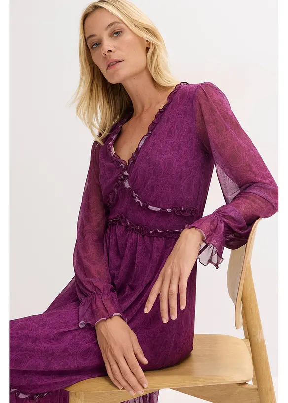 Žerzejové midi šaty ze síťoviny, bonprix