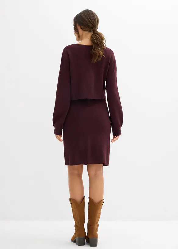 Dvoudílná těhotenská pletená souprava svetru a sukně, bonprix