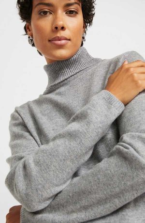 Žena - Rolákový svetr s podílem Good Cashmere Standard® - šedý melír