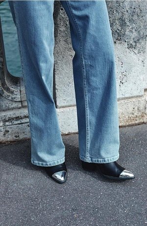 Žena - Široké džíny z organické bavlnyy - středně modrý denim