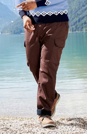 Heisenberg_FutureUse - Strečové termo kalhoty bez zapínání, Regular Fit Straight - tmavě hnědá