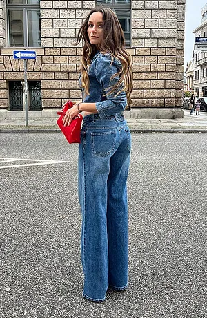 Žena - Krátký džínový blejzr - modrý denim