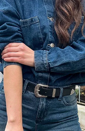 Žena - Džínová oversized košile - tmavě modrý denim used
