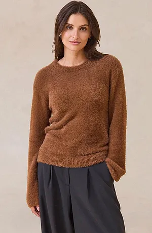 Trendy - Svetr s plyšovým vzhledem - pimentová hnědá