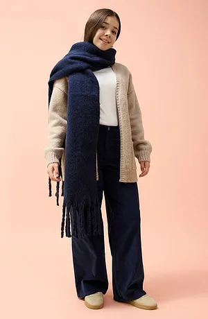 Dítě - Manšestrové kalhoty z bavlněného streče - tmavě modrá