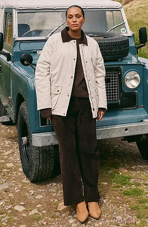 Žena - Vatovaná keprová bunda - béžová