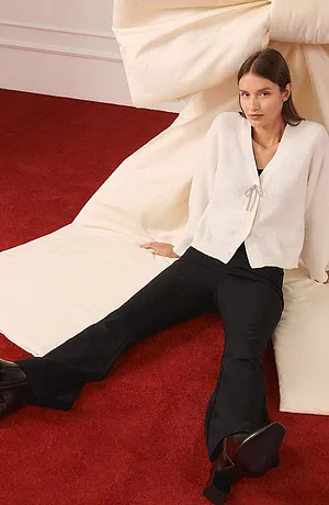 Žena - Krátký pletený kabátek - přírodní bílá