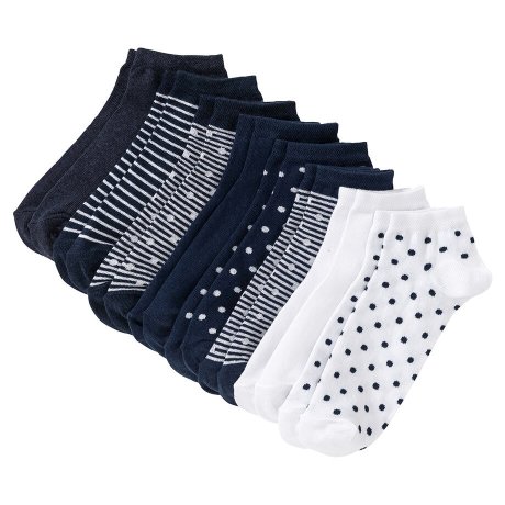 Žena - Nízké ponožky (8 párů) s organickou bavlnou - tmavě modrá  / modrá / bílá melír