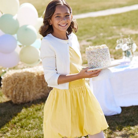 Dítě - Dívčí šaty s balónovou sukní - světle žlutá
