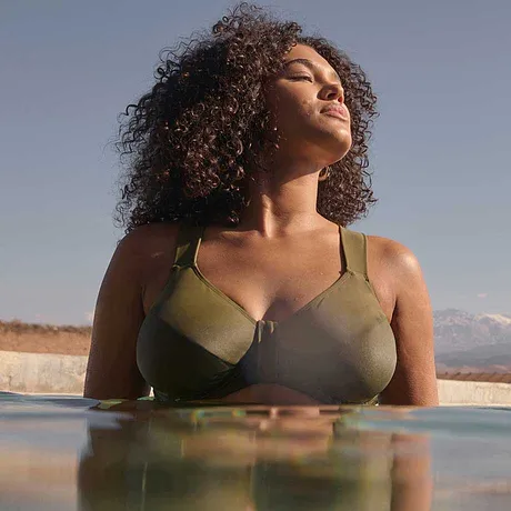 Trendy - Zmenšovací bikiny, horní díl - tmavě olivová