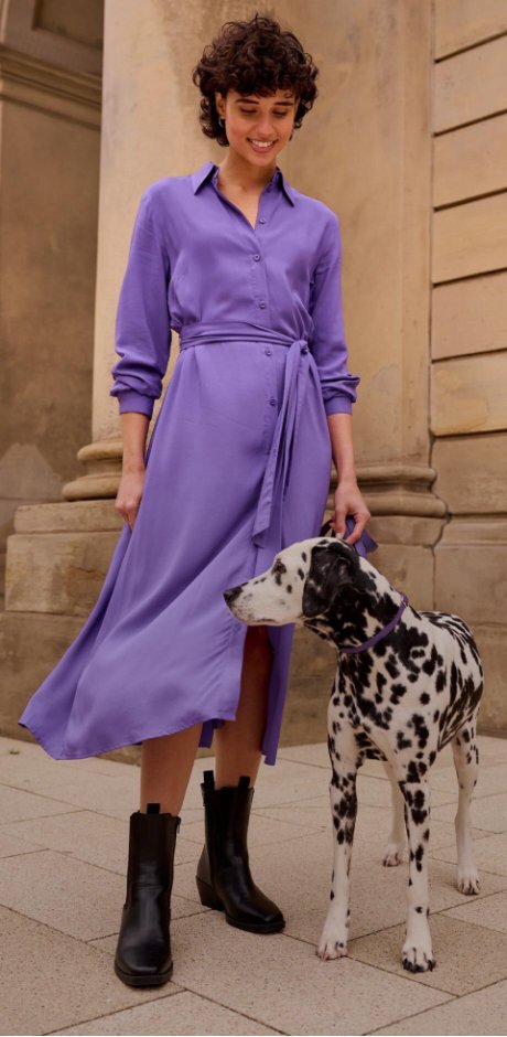 Žena - Halenkové šaty z udržitelné viskózy - hyacintovo fialová