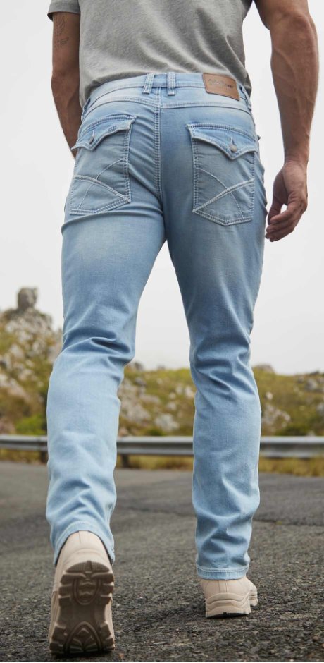 Muž - Strečové džíny Regular Fit, Straight - světle modrý denim