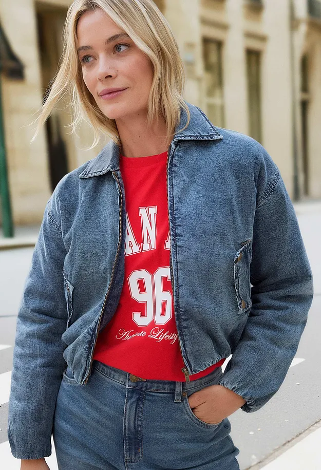 Žena - Dž&iacute;ny Straight Loose, High Waist - středně modr&yacute; denim used