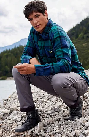 Muž - Strečové termo kalhoty Regular Fit, Straight, hebce měkká flanelová podšívka - kouřově šedá