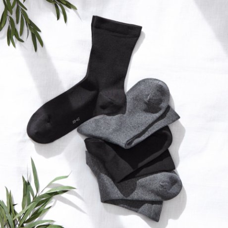 Žena - Ponožky s beztlakovým lemem (4 páry) - černo-antracitový melír