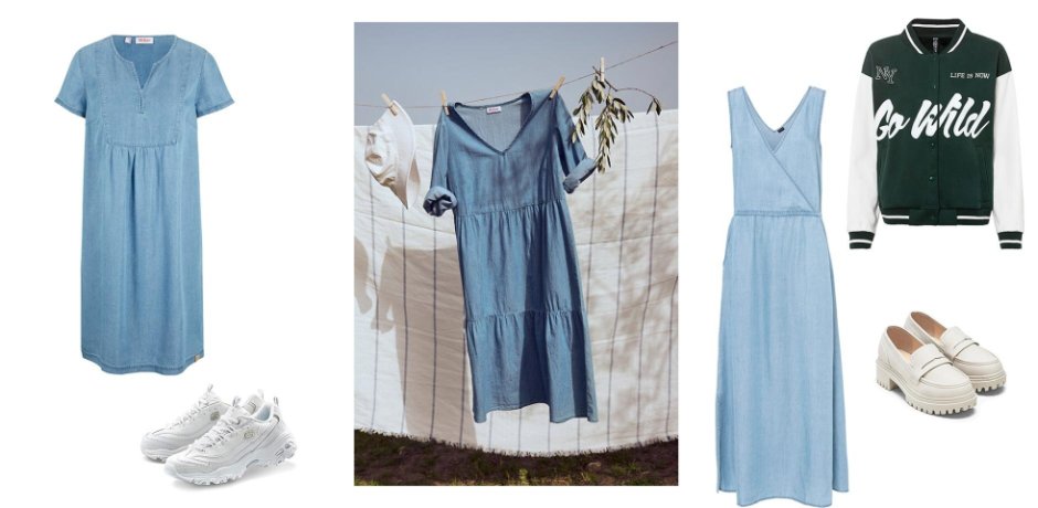 Inspirace - Džínové šaty z TENCEL™ Lyocellu - světle modrá