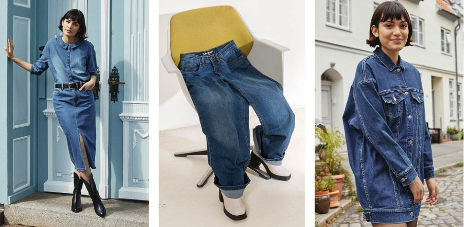 Inspirace - Dlouhá džínová sukně s rozparkem, z materiálu Positive Denim #1 Fabric - modrý denim