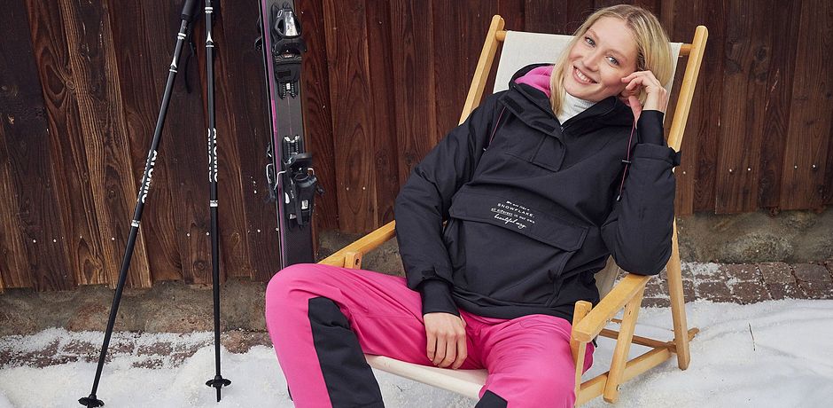 Žena - Funkční lyžařský anorak s flísovou podšívkou, ve střihu Oversized - černá