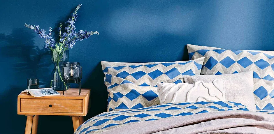 Wohnen & Garten - Bettwäsche mit grafischem Design - blau/beige