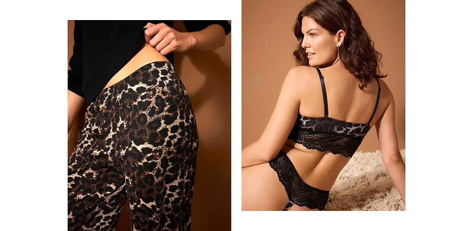 Žena - Podprsenkový top s krajkou - leopardí potisk