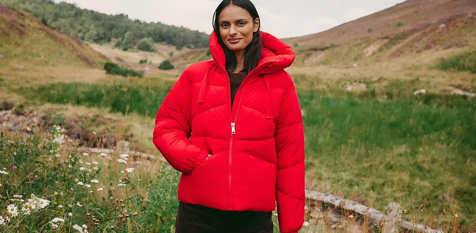 Žena - Voděodolná prošívaná bunda - lávově červená