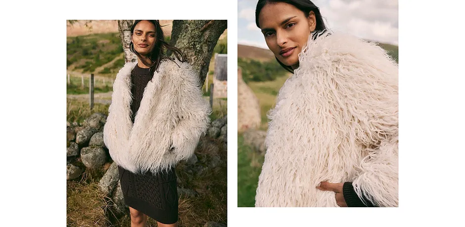 Žena - Oversize bunda z umělé kožešiny - perlově bílá