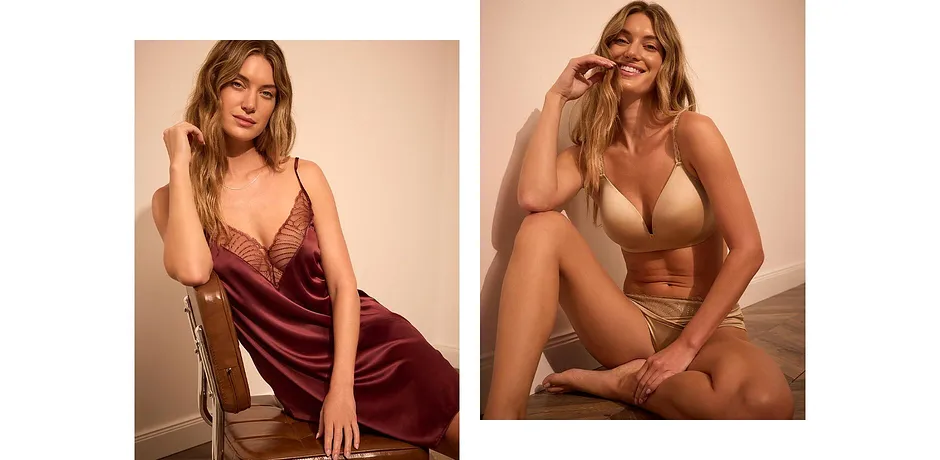 Žena - Saténové negližé s luxusní výšivkou - burgundská červená