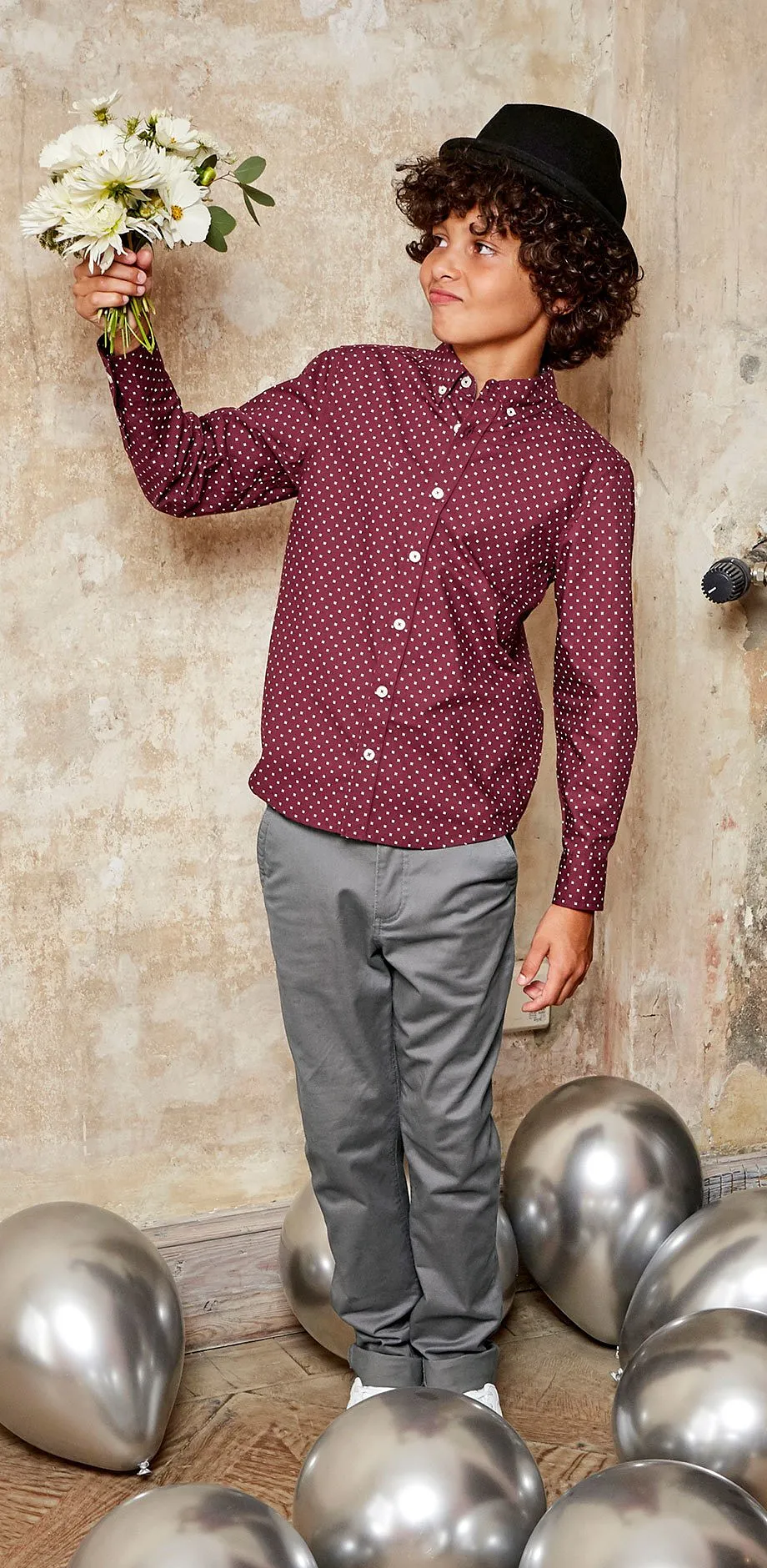 D&iacute;tě - Ko&scaron;ile Slim Fit - javorově červen&aacute; se vzorem