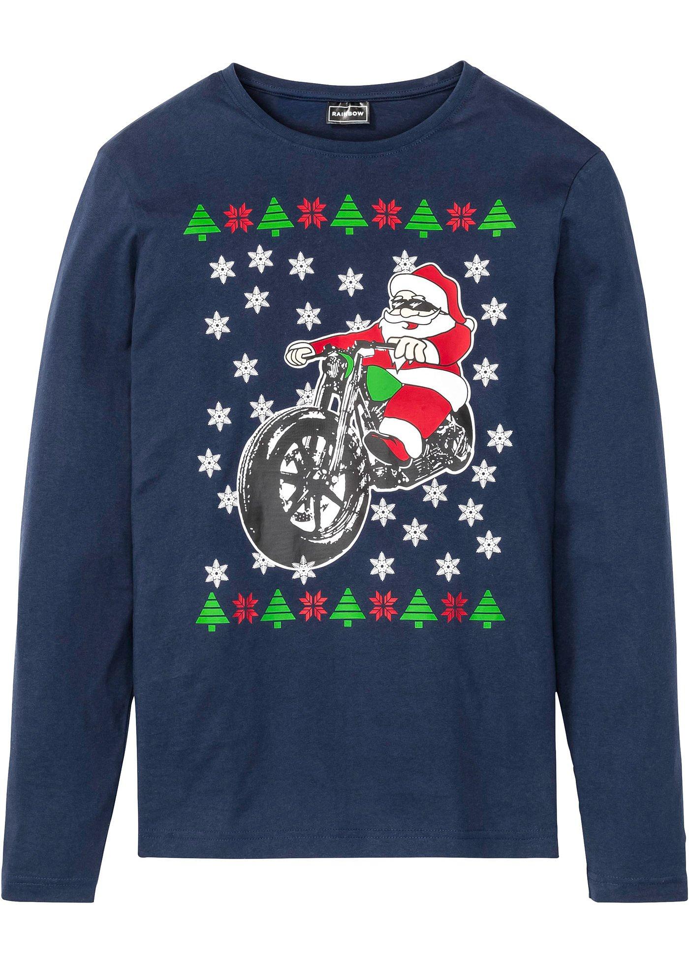 Triko s dlouhým rukávem a vánočním motivem, Slim Fit