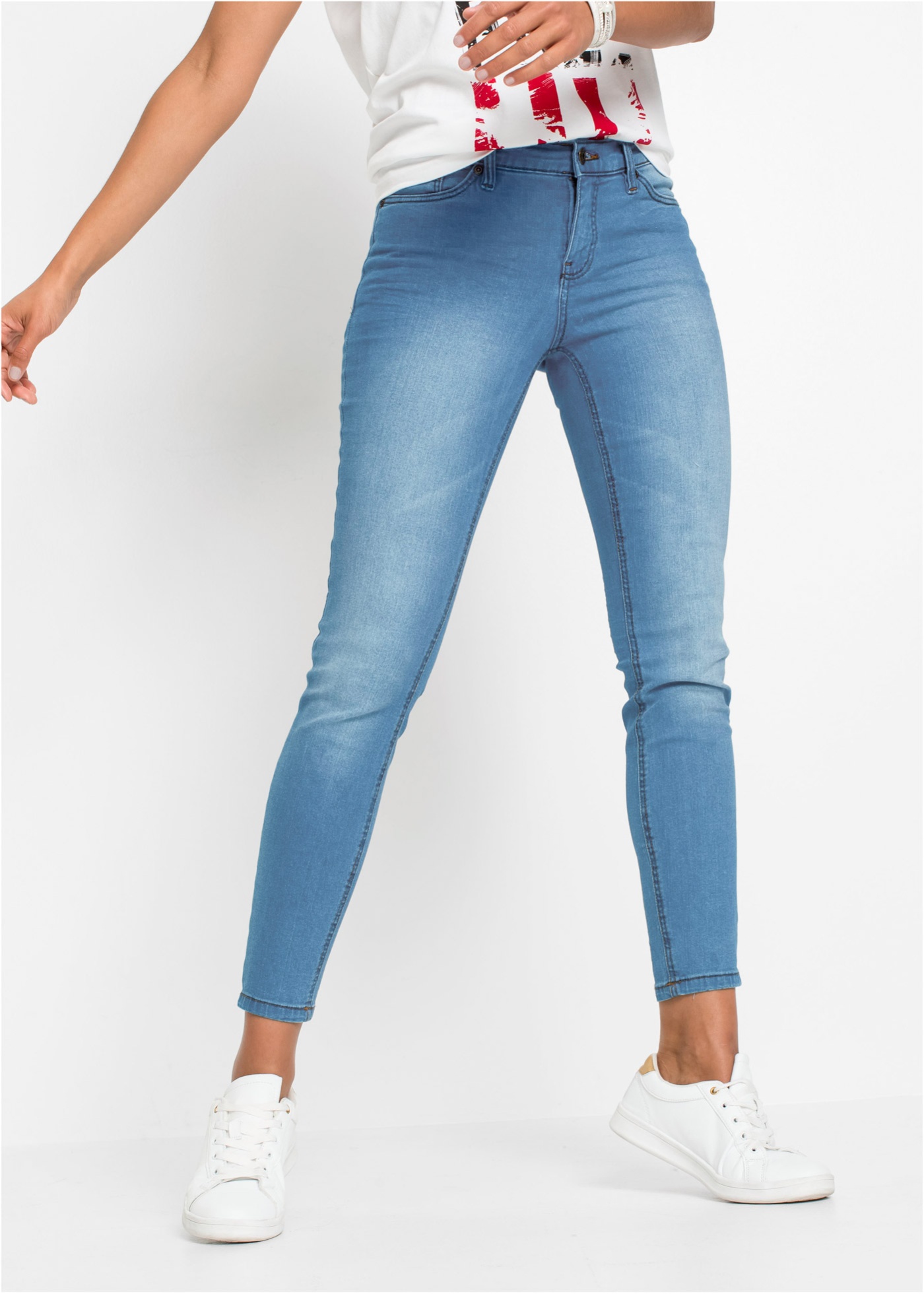 926935 Bonprix джинсы skinny синий выбеленный