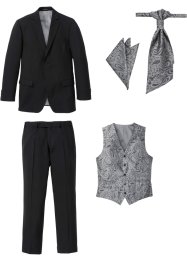Oblek (5dílná souprava): sako, kalhoty, vesta, plastron, kapesníček, bpc selection